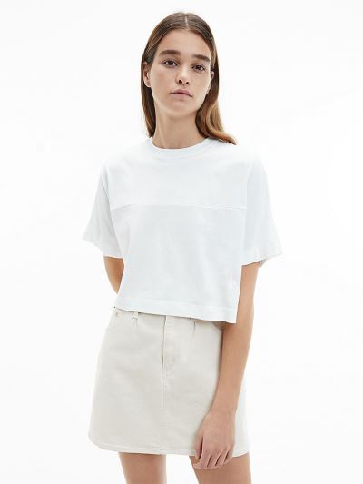 Calvin Klein Ruhák HU036046 | Calvin Klein Organic Cotton Logo Női Póló Világos Fehér